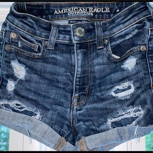 American Eagle Dark Wash Jean Shorts Ripped